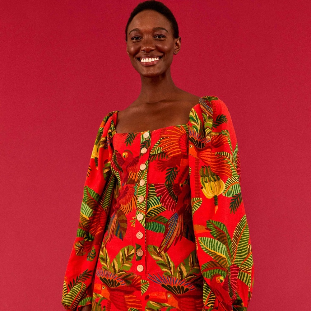 FARM Rio Red and Green Tropical Jumpsuit